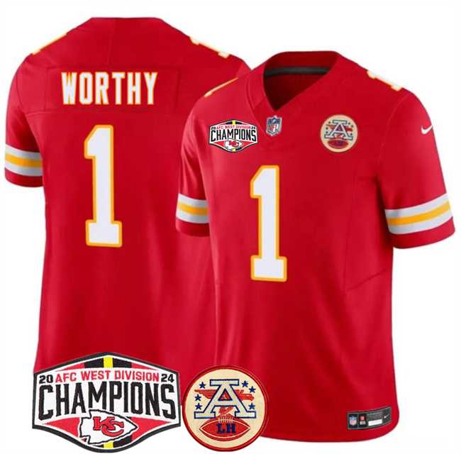 Men's Kansas City Chiefs #1 Xavier Worthy Red F.U.S.E. 2024 AFC West Division Champions Vapor Limited Stitched Jersey,We sell and wholesale Men's Kansas City Chiefs #1 Xavier Worthy Red F.U.S.E. 2024 AFC West Division Champions Vapor Limited Stitched Jersey on line form chian!